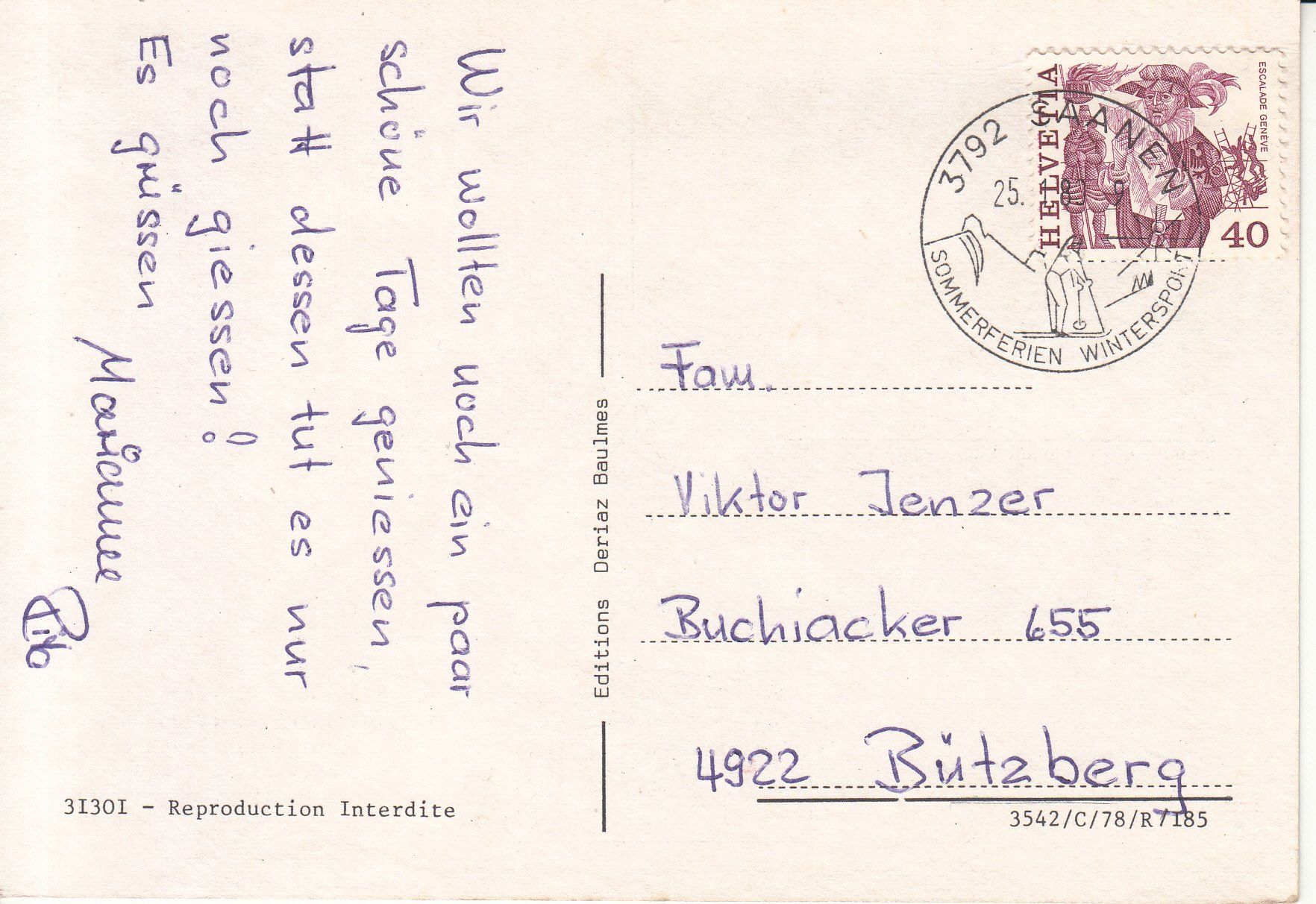 Cartoline postali: Saanen 1980 – Usato da Bürglen TG venduto da StampGraf 1