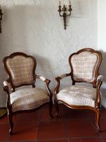 Paire de fauteuils style Louis XV bois et tissu beige