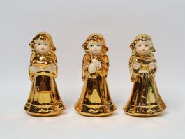 3 Goldige Porzellan Weihnachts Engel