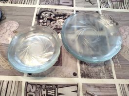 Glas Teller Set 12-teilig strukturiert guter Zustand