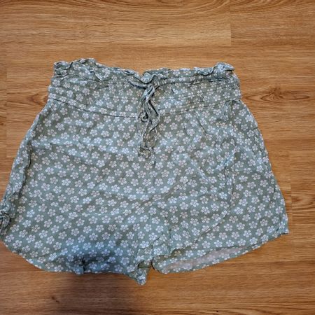 Skort paperbag fleuri vert pastel