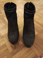 Schwarze Stiefeletten mit Strass, Gr. 38
