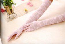 NEUE lange Spitzen-Handschuhe uni rosa - 202758
