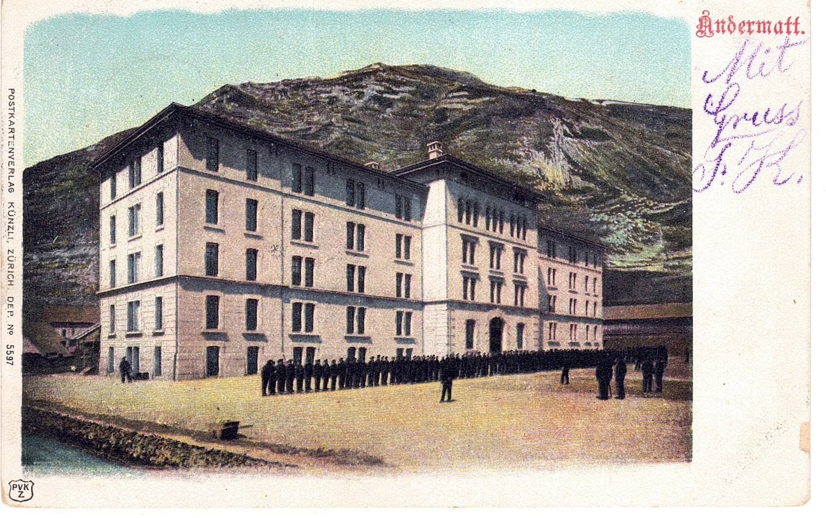 Cartoline postali: 1900 Andermatt, Kaserne – Usato da Kreuzlingen venduto da Koi4