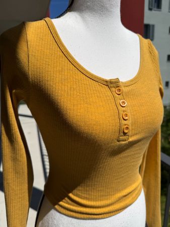 H&M Divided Basic Shirt, Senfgelb, Gr. XS