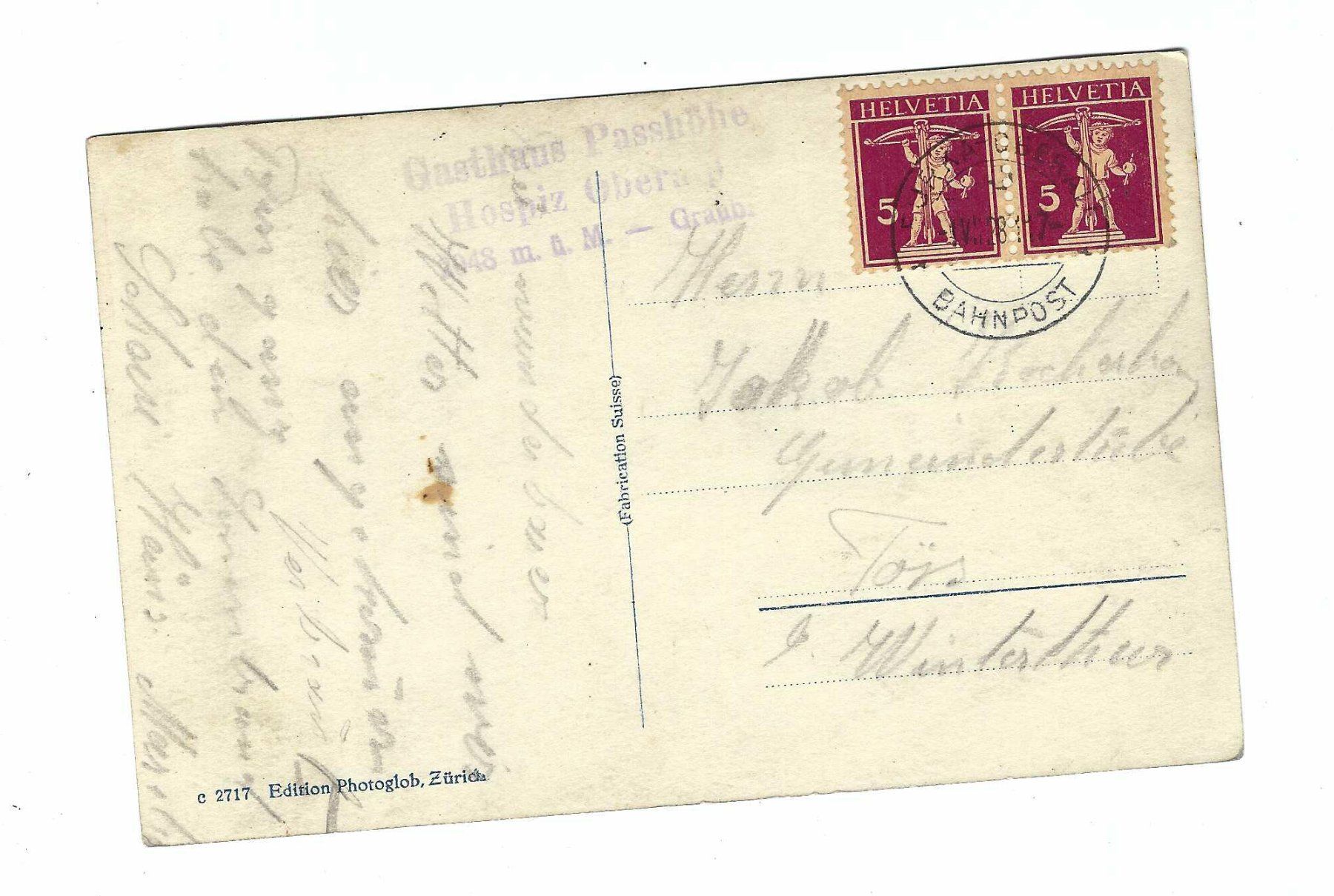 Tutti i francobolli: Furka - Oberalp Bahnpost 1928 k9 – Usato da Aarau venduto da fussball-fussball