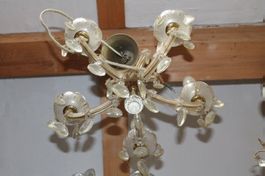 antiker Kronleuchter 5-armig aus Glas/Kristallglas
