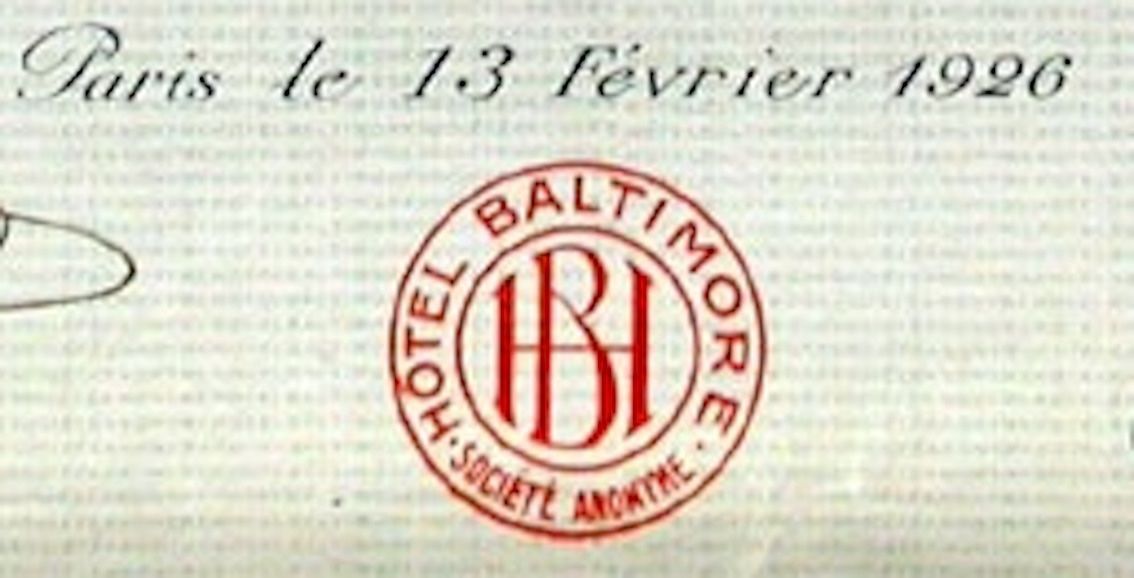 Documenti: Hotel Baltimore SA, Paris - 1926 – Usato da Solothurn venduto da Sgasche 1