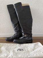 Black leather knee-high boots, size 42, perfect for autumn!