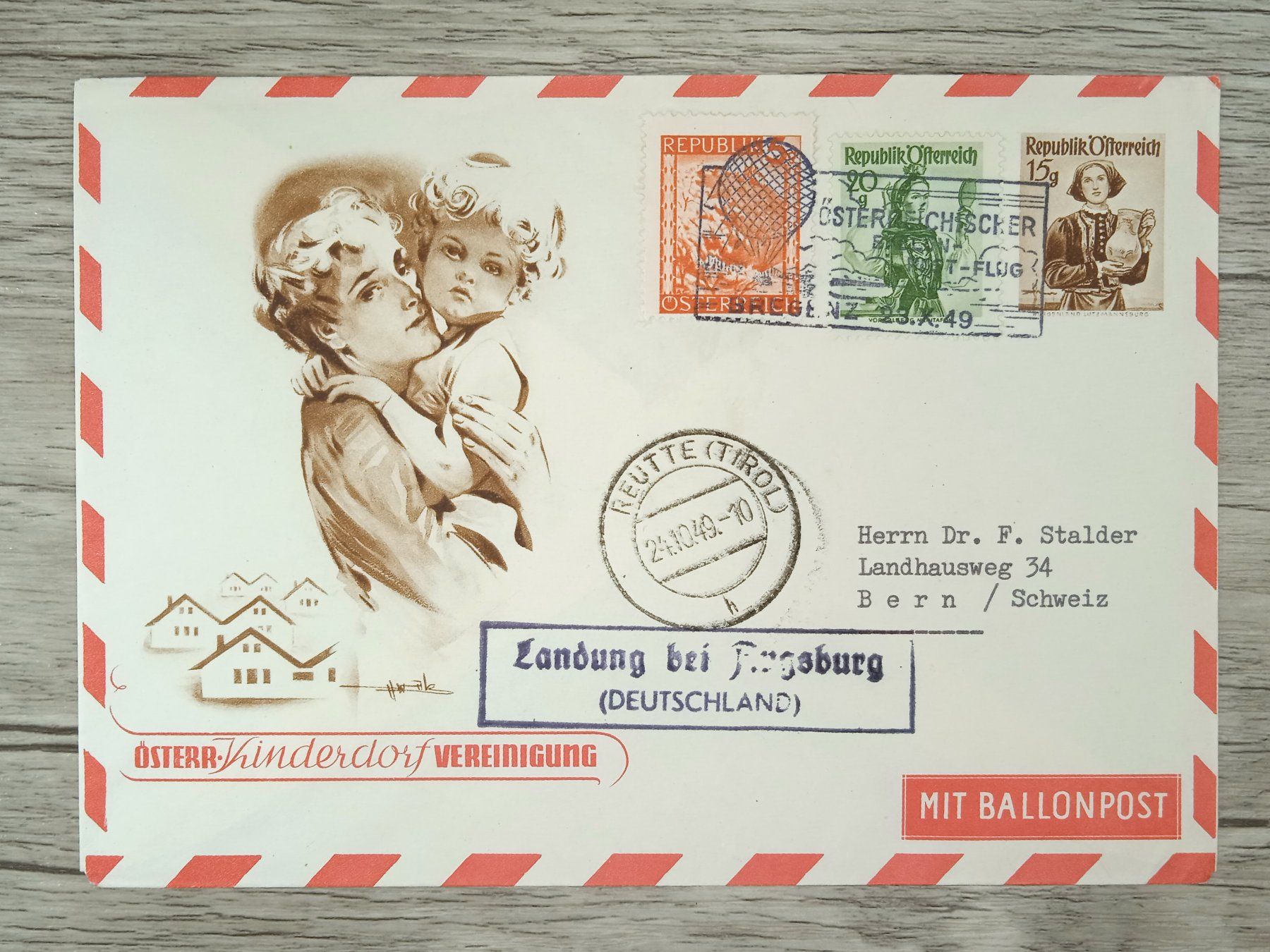 Tutti i francobolli: TR76 Enveloppe + Timbre Autriche 1949 Theme Ballon – Usato da Cousset venduto da Patrick_Collections