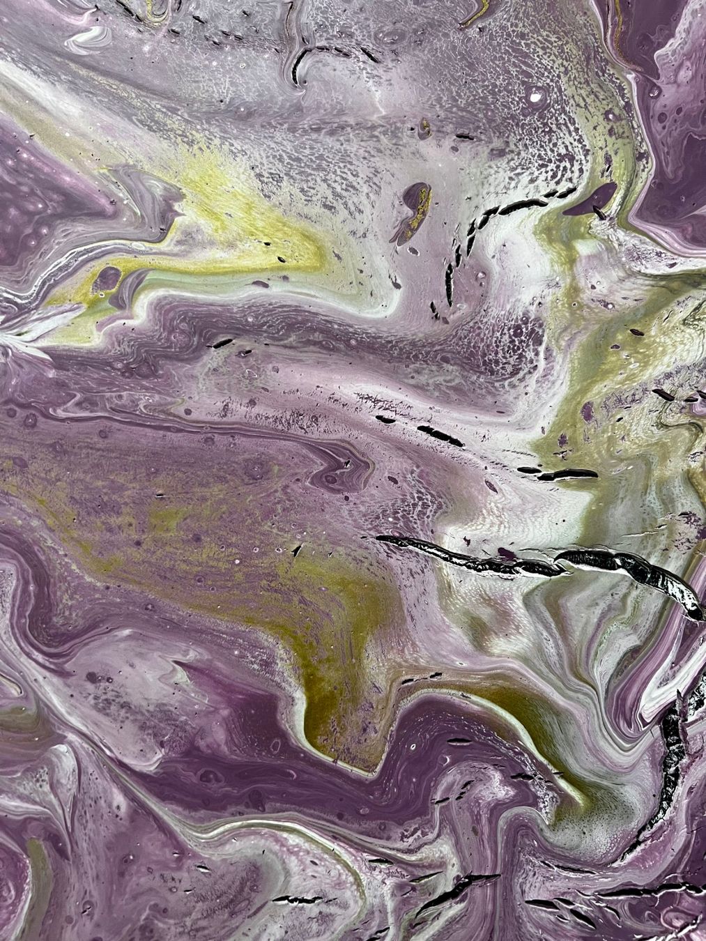 Dipinti: Original Pouring Bild - Violet, Gold - Einzelstück, 40x40 cm – Nuovo (secondo la descrizione) da Läufelfingen venduto da stephiesheena 3