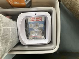 Katzenzubehör komplett – Transportbox, Katzenklappen, Katzen