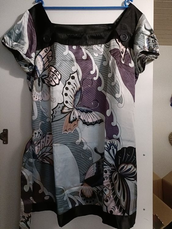 Tunique Sandro T1 Bicolore Rose Et Noir - Occasion Très Bon état - Style Caftan En Soie