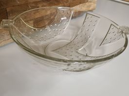 Glas Schüssel Ø22 x H 7xL 25 cm