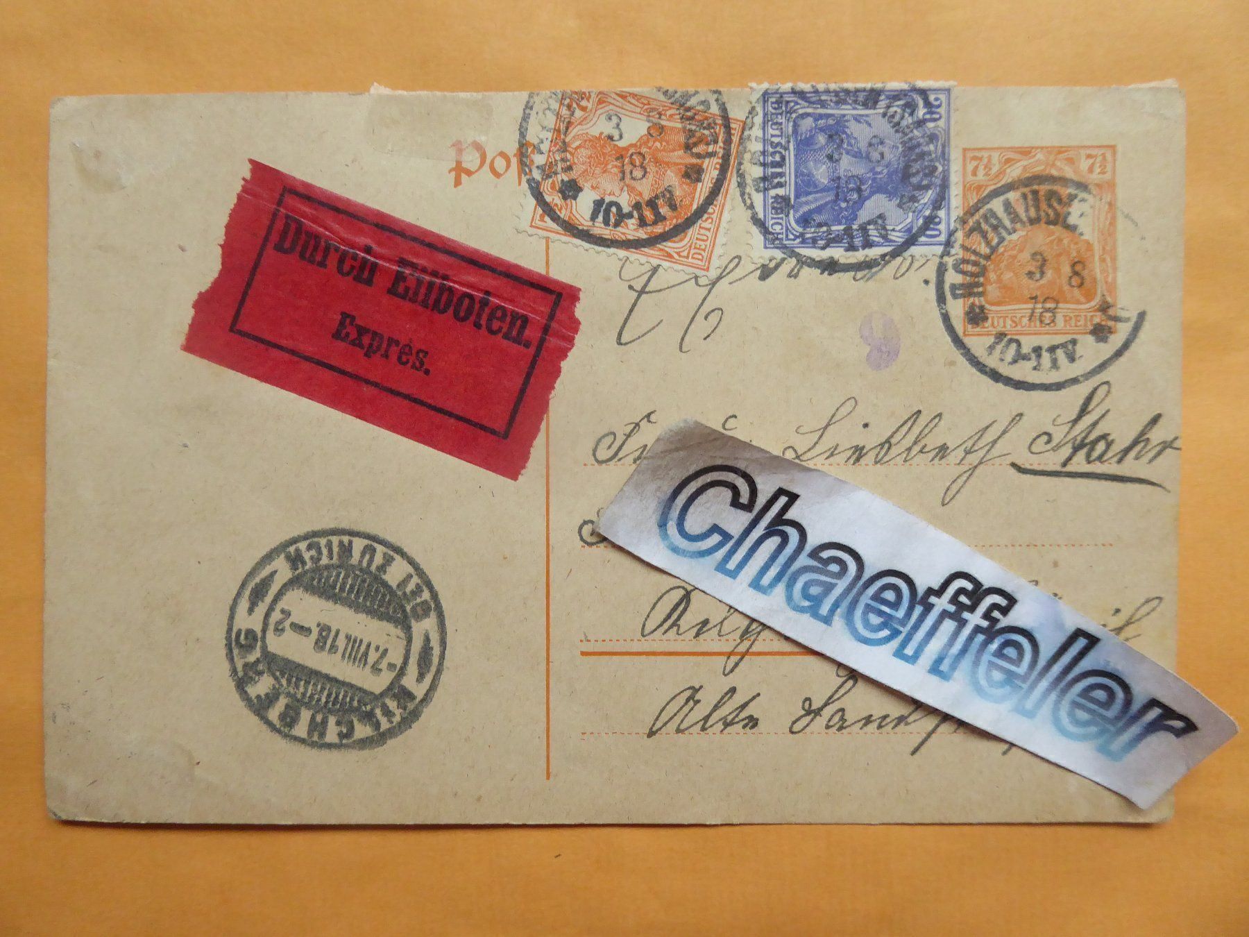 Tutti i francobolli: Express-Brief 1918  Deutschland – Usato da Zürich venduto da Chaeffeler