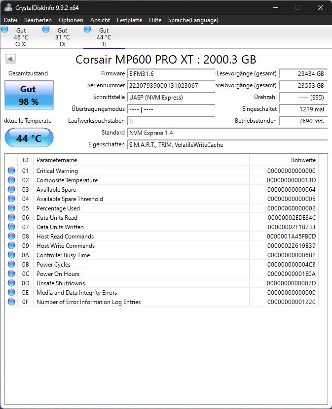 Corsair Dischi rigidi: SSD CORSAIR MP600 PRO XT 2TB – Usato da Bern venduto da SuperFlySK 2