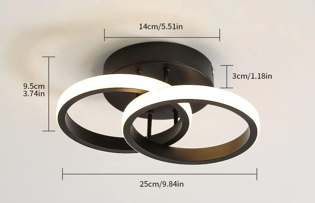Lampadari & plafoniere: Zwei Ringe Moderne Deckenlampe Acryl Schwarz – Nuovo e nell'imballaggio originale da Châtelaine venduto da topshop.switzerland 2