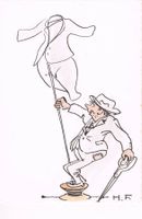 Schneider, gezeichnete Karikatur als AK