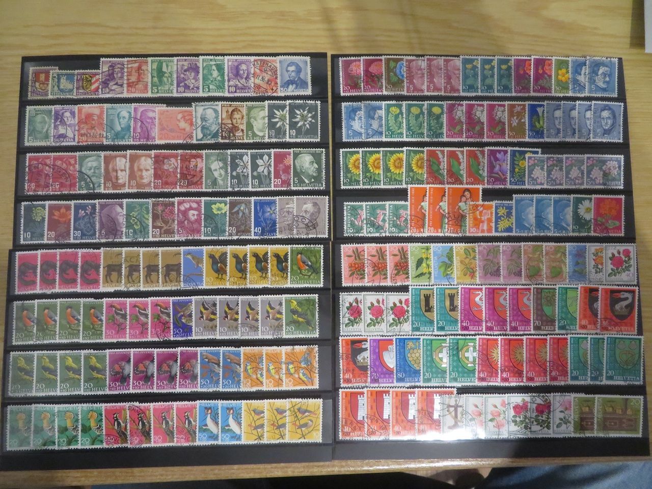 Alle Briefmarken: Pro Juventute grosser Posten auf 4 Doppelsteckkarten – Gebraucht aus Spreitenbach von heitersberg54