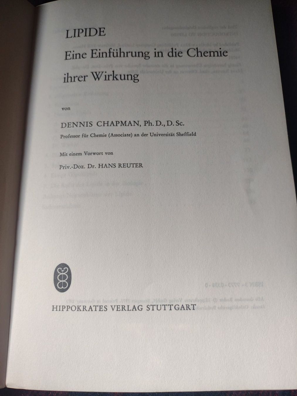 Libri: Lipide : eine Einf. in d. Chemie ihrer Wirkung – Usato da Bassersdorf venduto da elm_f9sw 1
