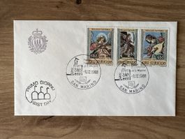 Lettre Premier Jour San Marino 1968 timbres Melozzo da Forlì