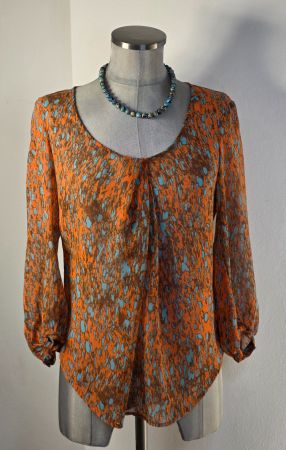 XS / S 34/36 BENETTON STILE luftigleichte Bluse Chiffon