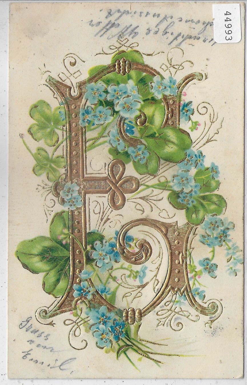 Cartoline postali: Goldiger Buchstaben "E" Präge-Litho – Usato da Ettingen venduto da Kartenplanet