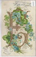 Goldiger Buchstaben "E" Präge-Litho