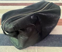 Necessaire Waschbeutel Kulturbeutel schwarz Leder M0851