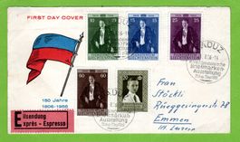 1956 FDC Geb des Fürsten + Erbprinz Hans Adam LBK 100.--