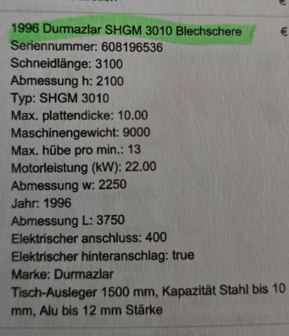 Toutes les machines: Blechschere Durmazlar – D'occasion à Kräiligen par RaGu93 4