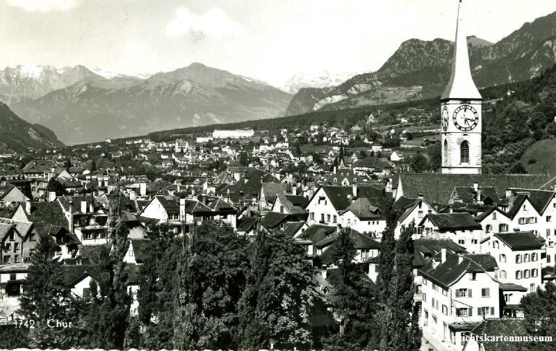 Ansichtskarten: Chur - Stadt von oben + 1958 – Gebraucht aus Emmenbrücke von teestube