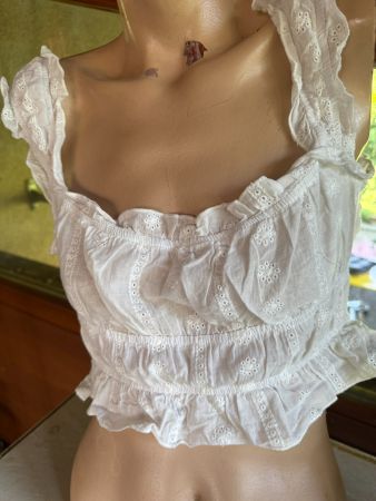 Kurzes Oberteil Bluse bestickt Baumwolle Boho Stil
