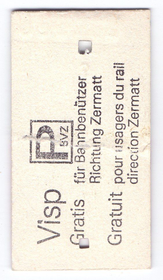 Biglietti: Billette Täsch - Zermatt – Usato da Langenthal venduto da Sammlungs_aus 1