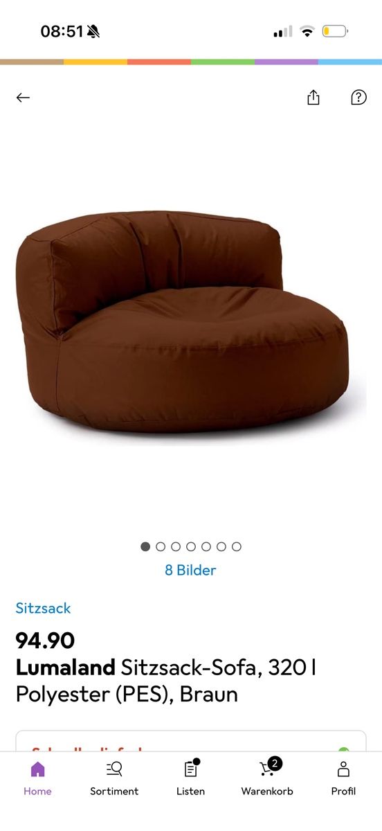 Poltrone: Sitzsack-Sofa Braun – Nuovo (secondo la descrizione) da Amriswil venduto da SAL333 1