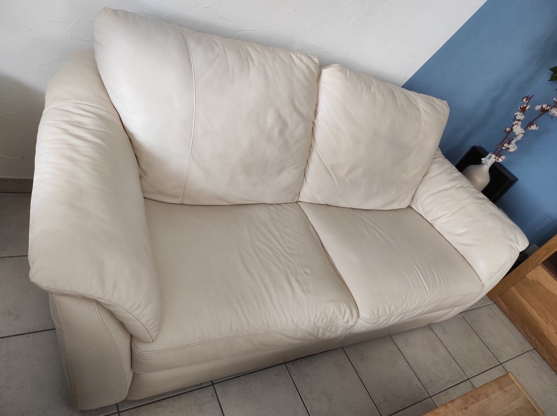 Sofas: Echtleder Sofa hellbeige – D'occasion à Leuggern par FioriFuchs 1