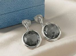 Silber 925 Ohrringe mit Bergkristall (Rhodiniert) - NEU
