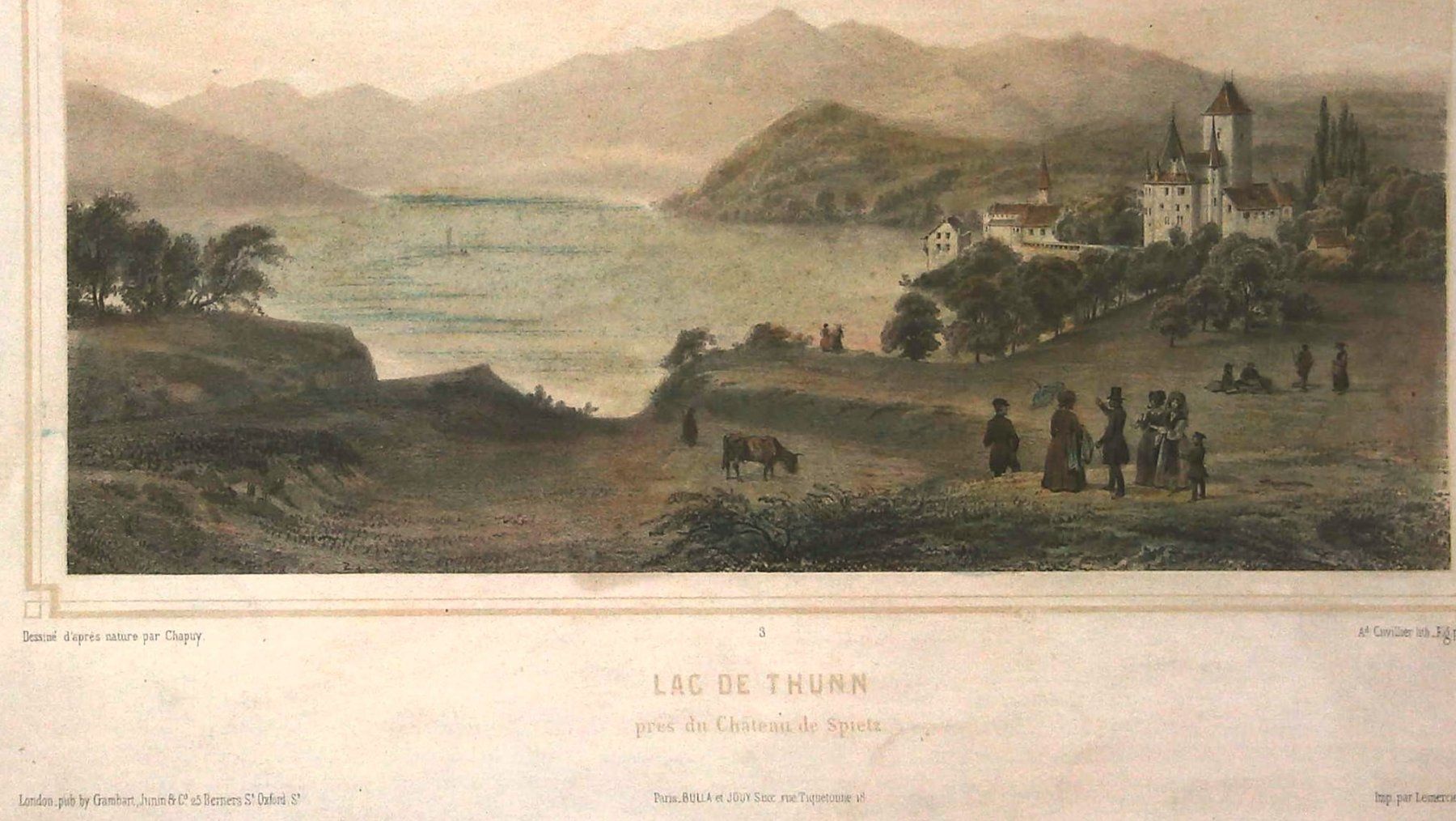 Incisioni: Spiez Tonlithgraphie von Chapuy selten – Usato da Rafz venduto da Helvet32 1