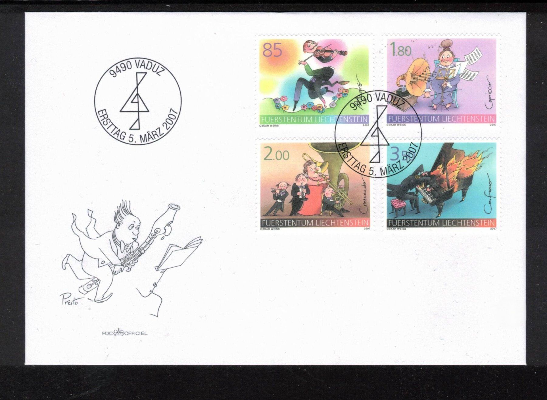 Tutti i francobolli: 2007 FDC Musik aus ABO – Usato da Oberwil (Dägerlen) venduto da loxis