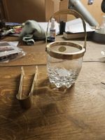 Eisbehälter glas mit Zange (J1)