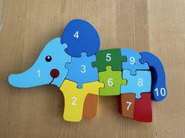 Zahlenpuzzle 1-10 Elefant
