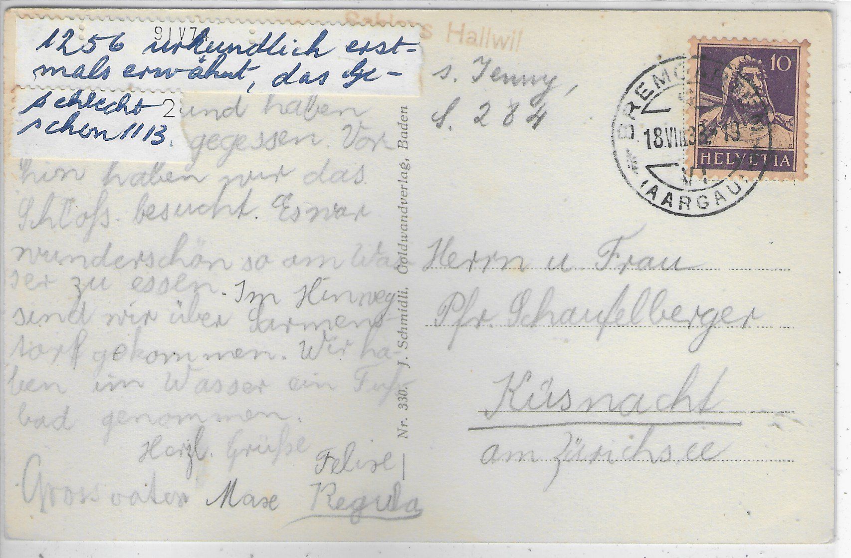 Cartoline postali: Schloss Hallwil – Usato da Ettingen venduto da Kartenplanet 1