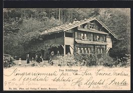 AK Seelisberg, Leute am Rütlihaus, 1906