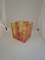 Windlicht Glas quadratisch bunt gemustert neu Kerzenhalter