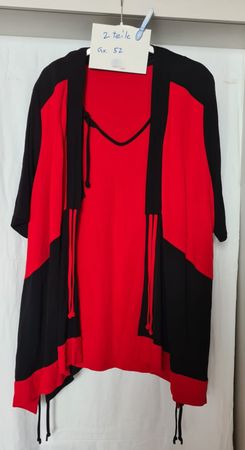 2-teiliges Oberteil Damen rot/schwarz Grösse 52