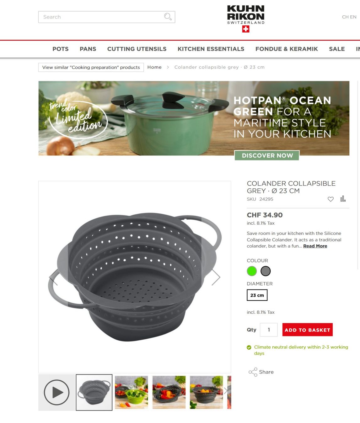 Kuhn Elettrodomestici da cucina: Kuhn Rikon foldable colander + cutting board, space saving – Nuovo (secondo la descrizione) da Adliswil venduto da fashionholic 3
