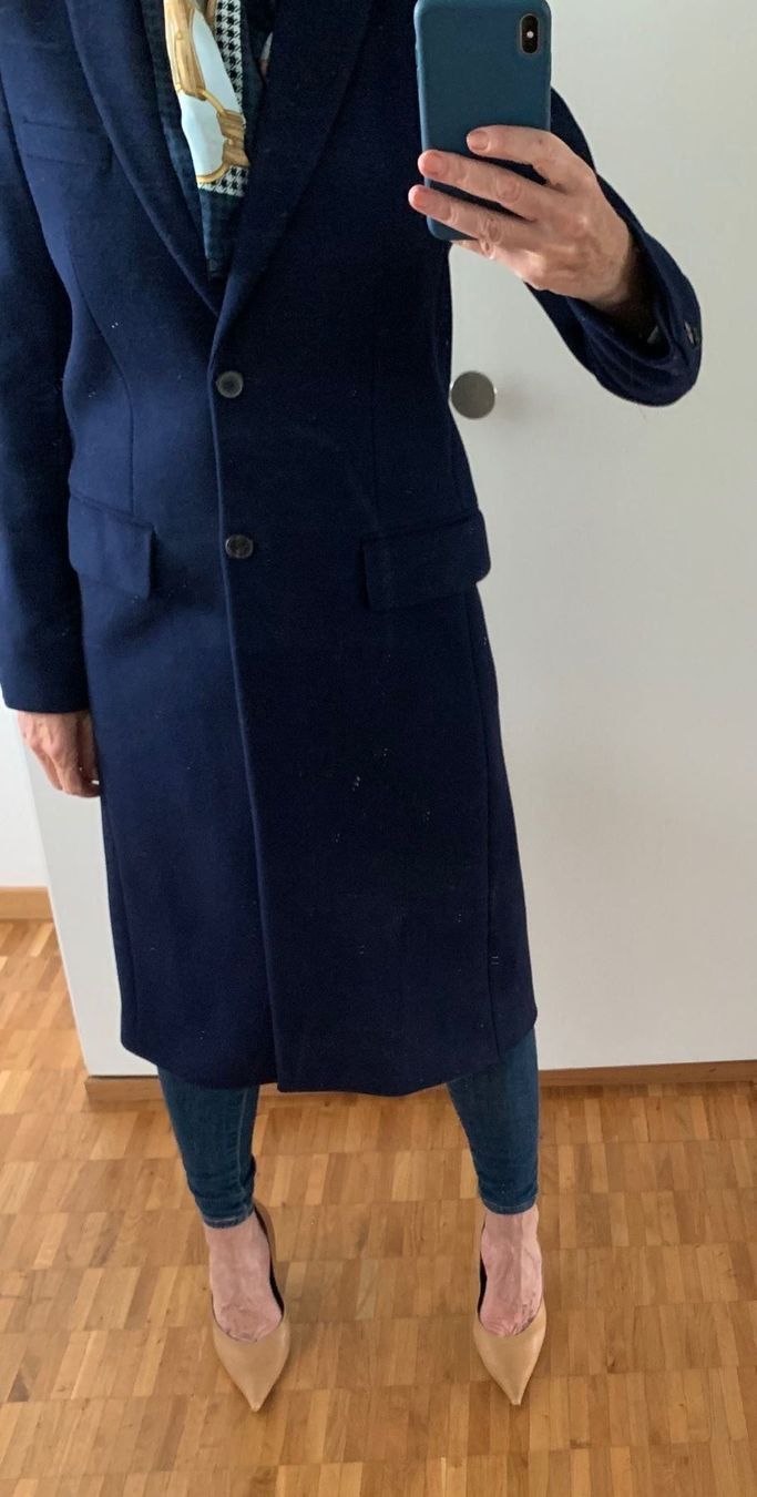 Zara Cappotti: Langer Damen Mantel Dunkelblau NEU – Nuovo (secondo la descrizione) da Adliswil venduto da atram57 2