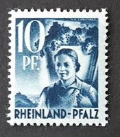 *ABART*Frz. Zone Rheinland Pfalz-Mi 3 ** (1947) Kerbe im 'I"