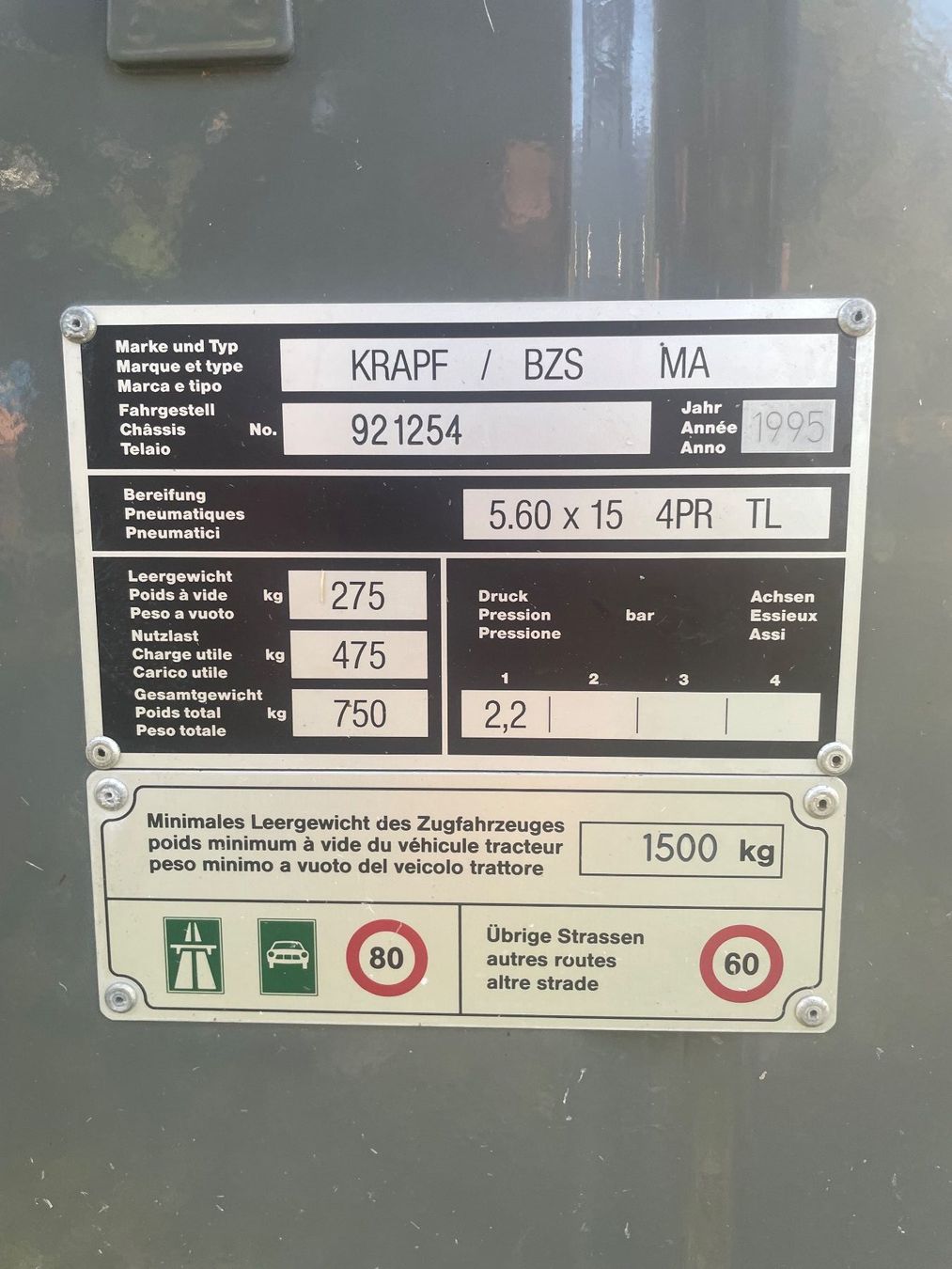 Rimorchi: Sachtransport Anhänger Krapf – Usato da Termen venduto da esc_2sm5 5