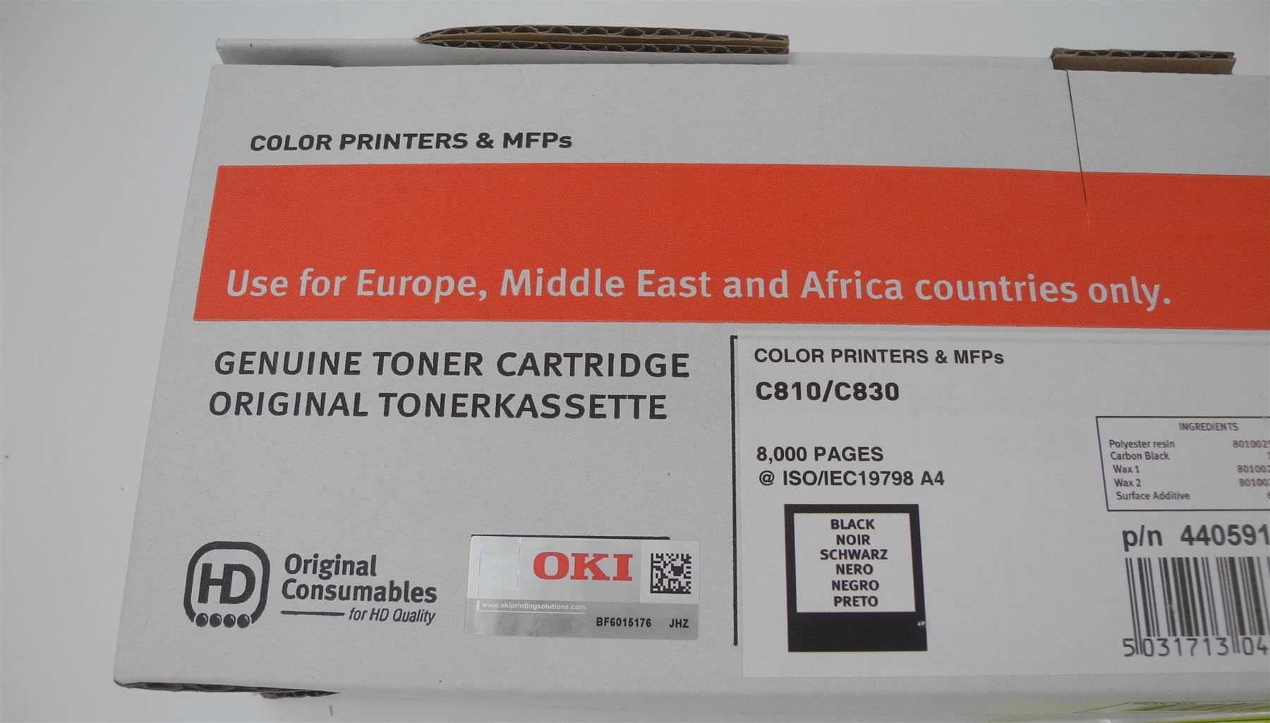 Oki Druckerpatronen & Toner: OKI Toner C810/C830, schwarz p/n44590108 – Neu und originalverpackt aus Kottwil von Crazyrolf 1